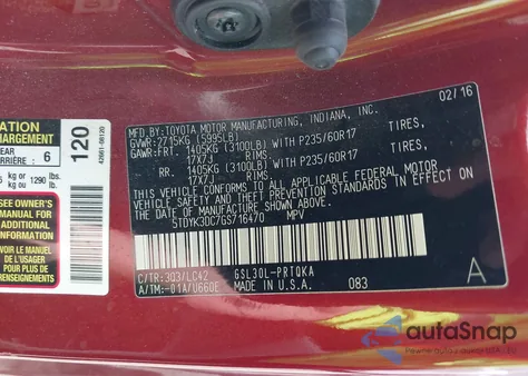 2016 Toyota Sienna Xle 8 Passenger from USA, damaged, VIN 5TDYK3DC7GS716470